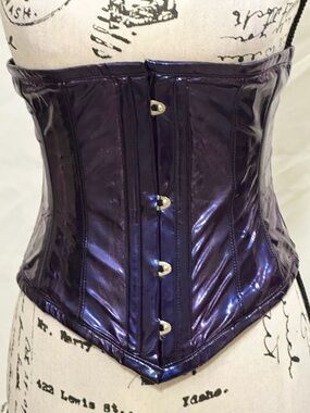 Iridescent Purple Vinyl Corset by Ms. Antoinette Versatile Fashions sz 24